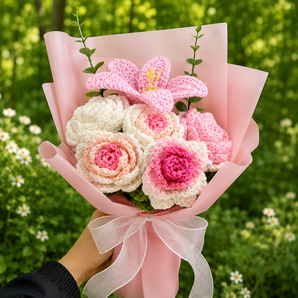 Handmade Crochet Rose Bouquet
