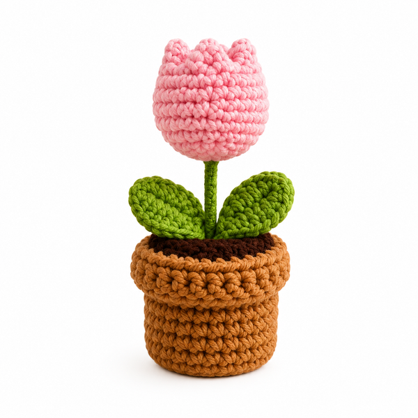 Handmade Crochet Tulip Flower Pot
