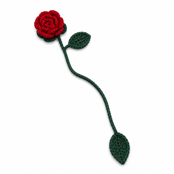 Handmade 3D Crochet Rose Bookmark for Book Lovers