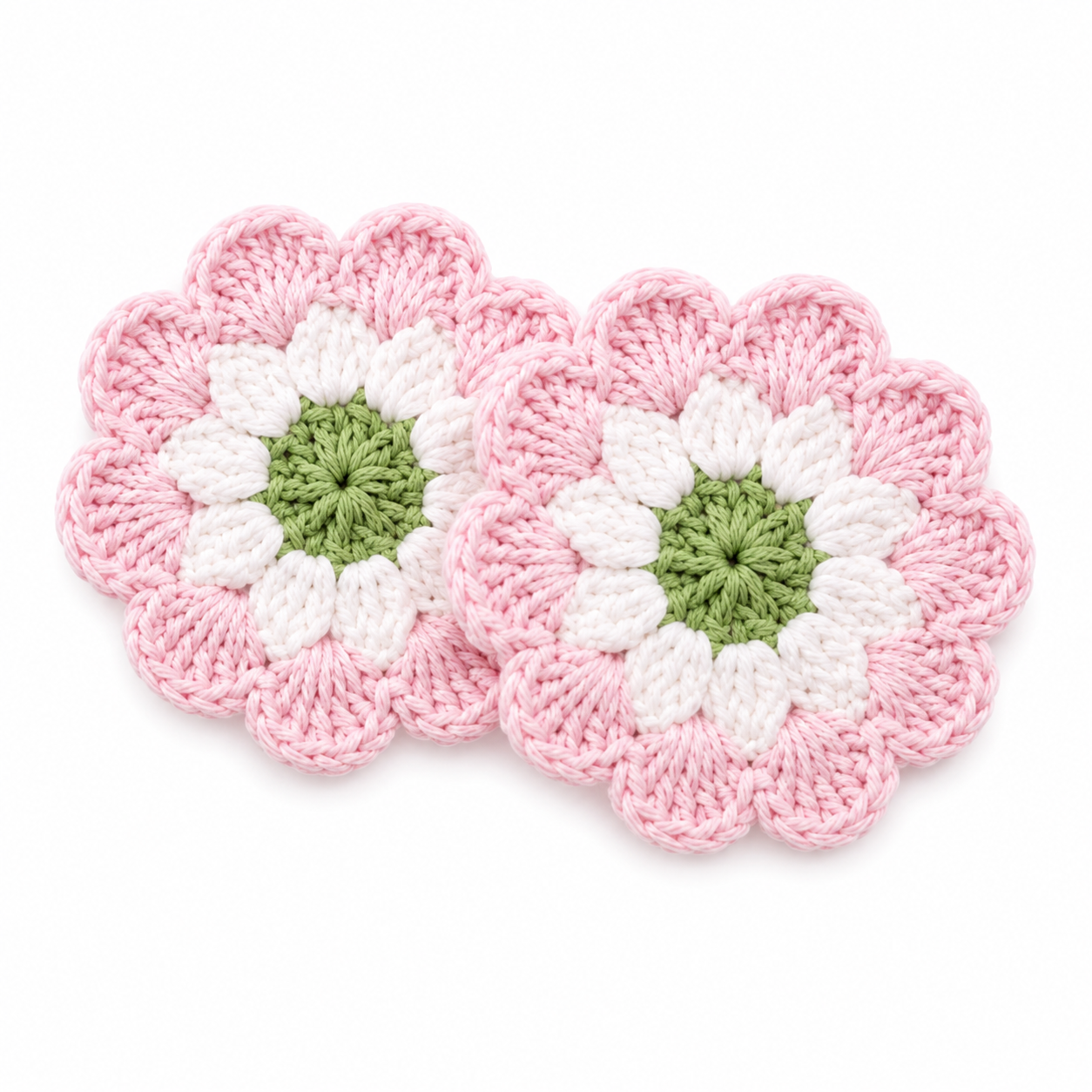 Handmade Crochet Flower Car Coaster Set (2 Pieces)