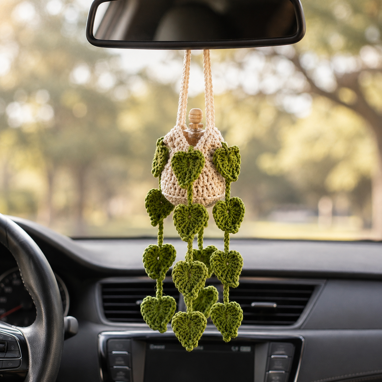 Handmade Crochet Hanging Plant Car Diffuser