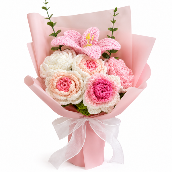 Handmade Crochet Rose Bouquet