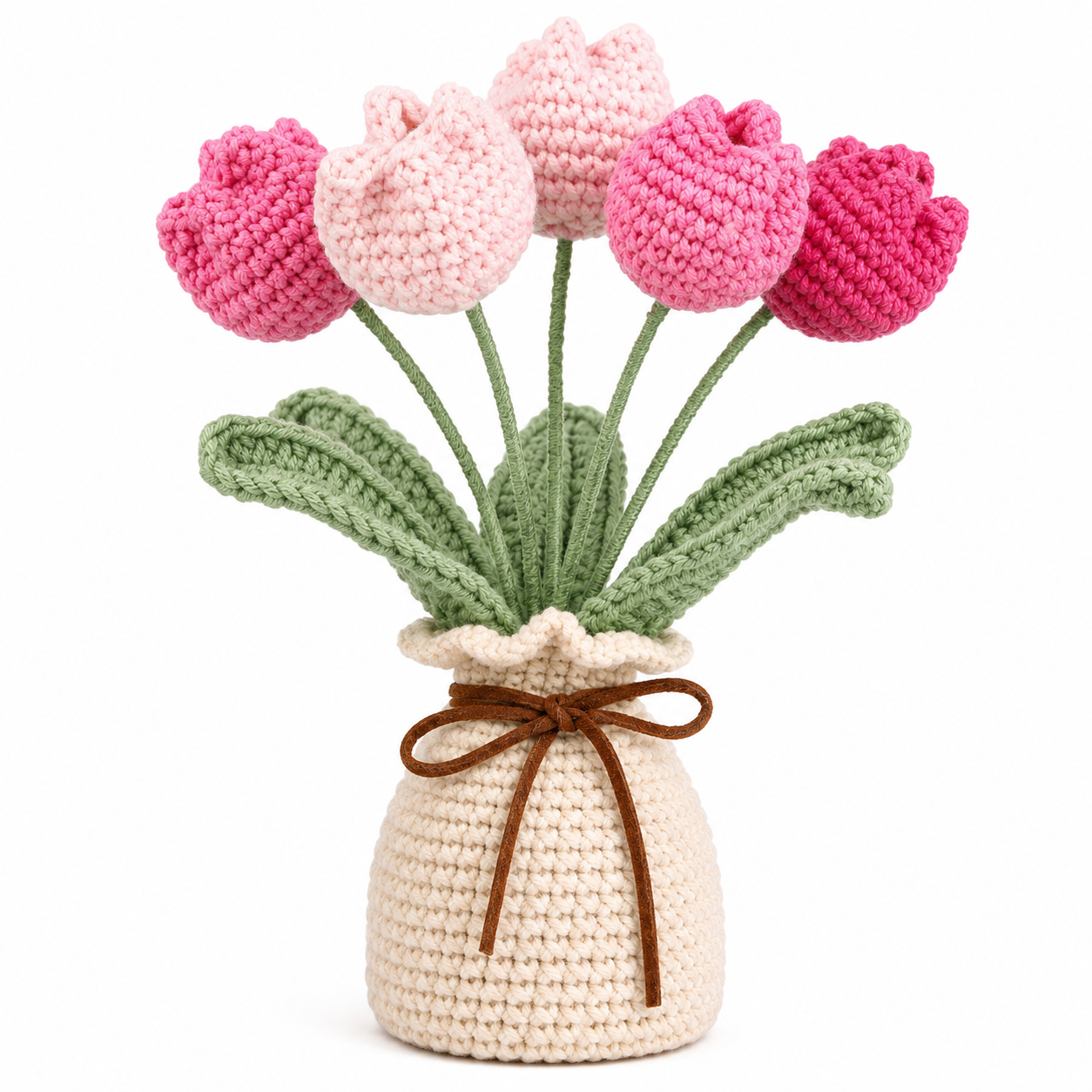 Handmade Crochet Tulip Bouquet with Vase