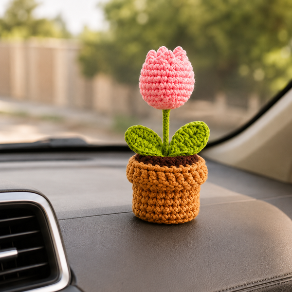 Handmade Crochet Tulip Flower Pot