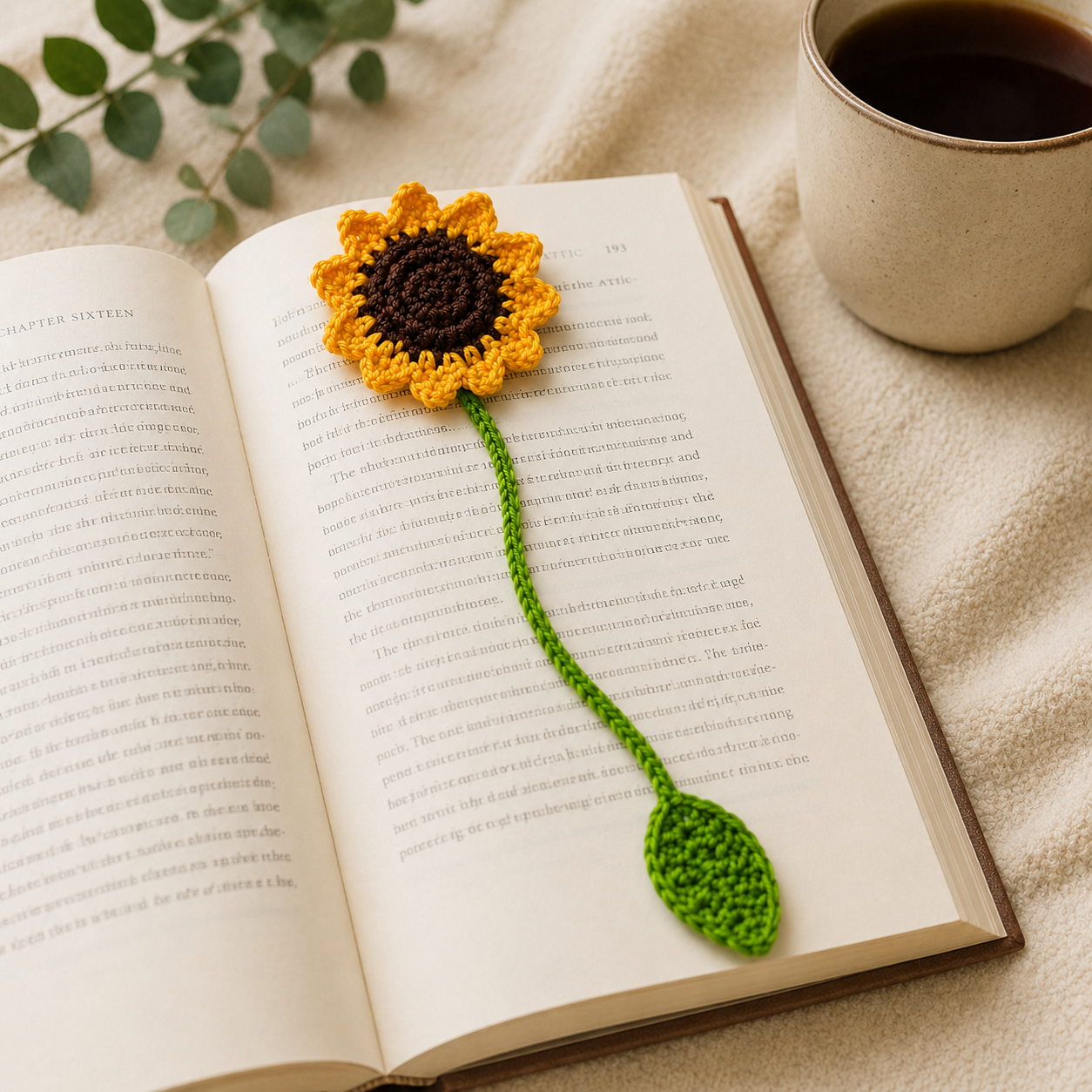 Handmade Sunflower Crochet Bookmark for Book Lovers