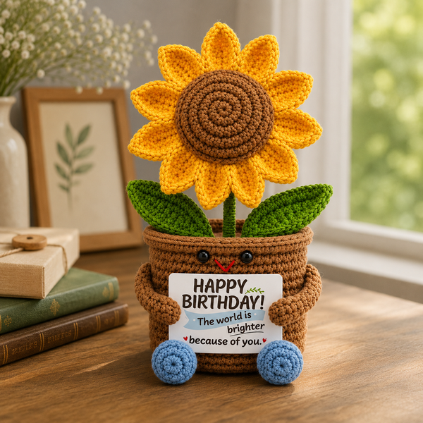 Positive Crochet Sunflower Flower Pot