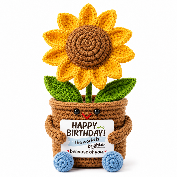 Positive Crochet Sunflower Flower Pot